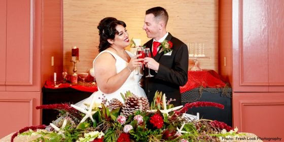 Picture of wedding party by the beach
