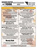 Senior Center Calendar of Events - November 2025