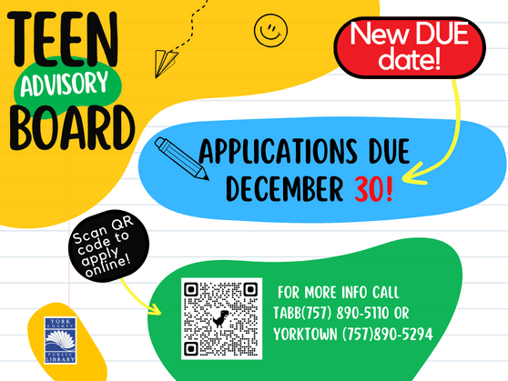Teen Advisory Board applications accepted through December 30
