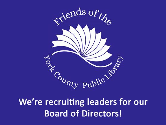 We're recruiting leaders for the Friends of the Library Board of Directors.